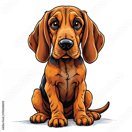 Adorable Cartoon Bloodhound Puppy Vector Illustration