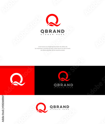 Q Letter Logo Design Red Wave, Modern Minimalist Letter Q