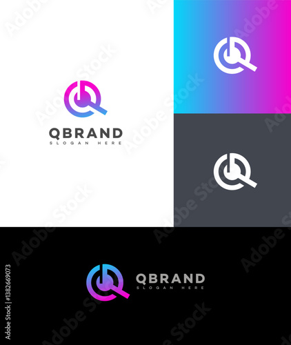 Q Brand Logo Design Modern, Minimalist, Gradient, Letter Q, Branding, Abstract, Circle, Icon