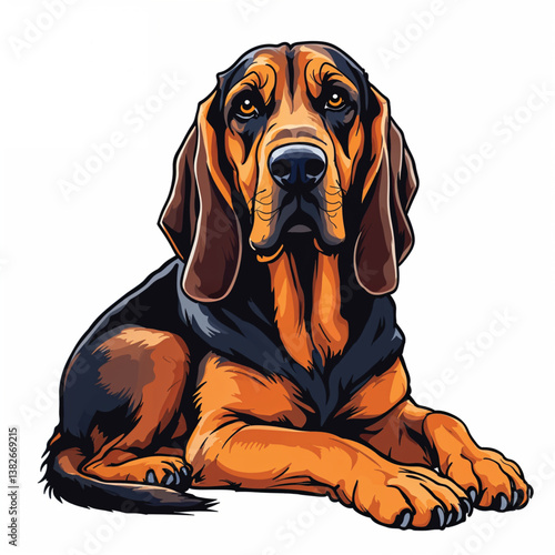 Adorable Cartoon Bloodhound Puppy Vector Illustration