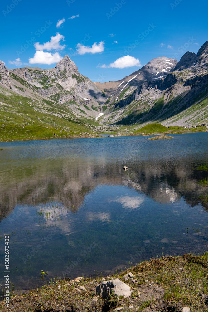 The Glattalp Lake, is a reservoir on the Glattalp plateau, above Bisisthal, in the municipality of Muotathal, Canton of Schwyz, Switzerland and is locatad at an Elevation of 1852m. The Glattalp Lake, is a reservoir on the Glattalp plateau, above Bisisthal, in the municipality of Muotathal, Canton of Schwyz, Switzerland and is locatad at an Elevation of 1852m.