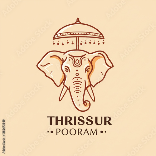 Obraz na płótnie Minimalist Elephant Line Art for Thrissur Pooram w salonie