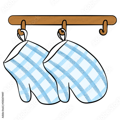 cooking gloves potholder kitchen hanging on the ledge