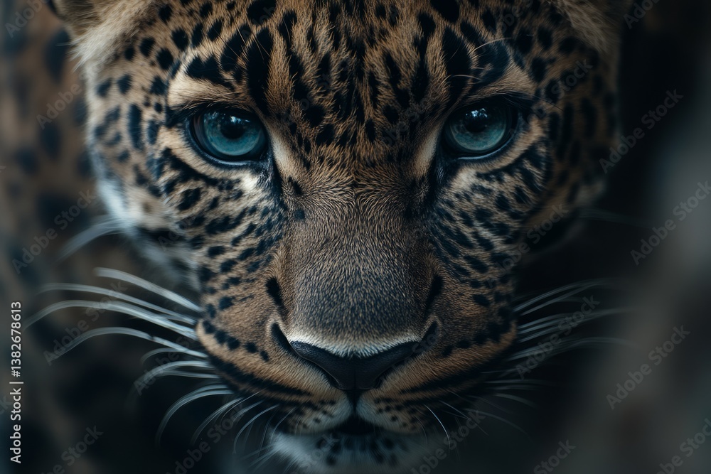 Fototapeta premium close up of a leopard's eyes looks at camera
