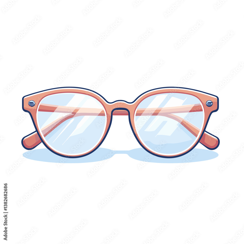 Fototapeta premium Vector illustration of stylish eyeglasses with light pink frames. Ideal for optometry websites, fashion eyewear stores, and vision correction guides.