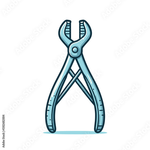 Vector illustration of medical forceps or surgical pliers. Perfect for medical equipment websites, surgical instrument catalogs, and healthcare procedure guides.
