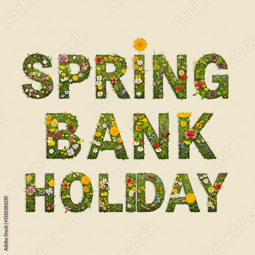 Obraz na płótnie Nature Inspired Typography for Spring Bank Holiday Greeting w salonie