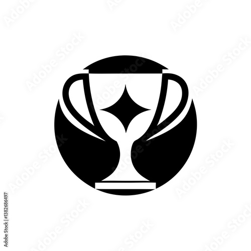 Stylized trophy icon in black circle with inner sparkle star representing achievement and excellence

