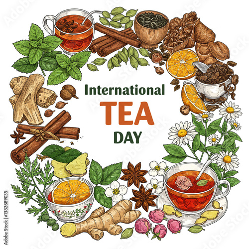 Colorful Frame of Tea Ingre...