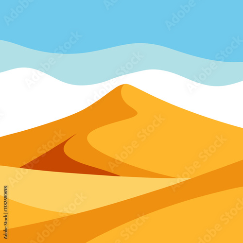 A vast desert with wind-shaped dunes