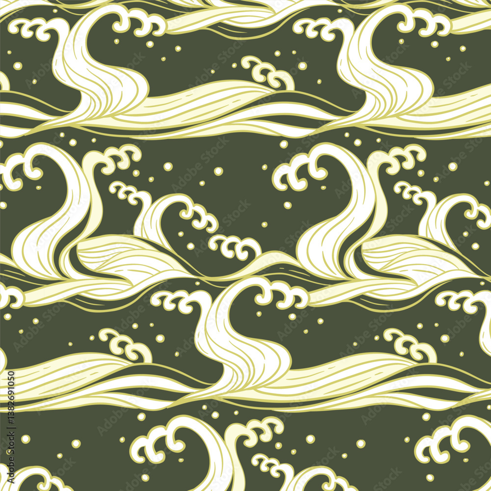 Fototapeta premium waves pattern. hand drawn waves illustration background.