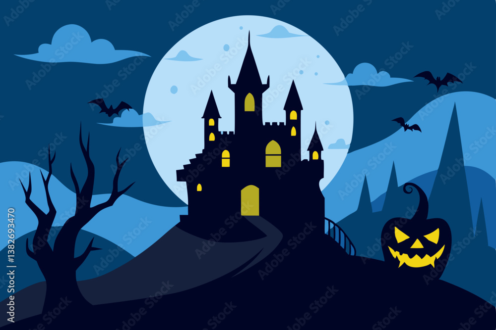 Fototapeta premium halloween background with haunted house