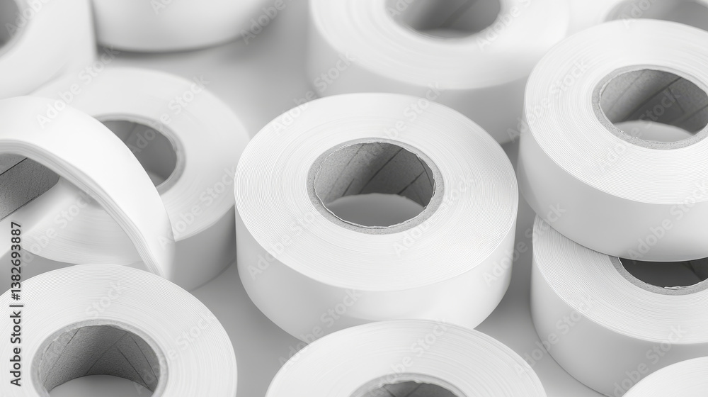 White duct roll adhesive tape realistic set vector illustration isolated on transparent background. Office and household supplies, construction sellotape White duct roll adhesive tape realistic set vector illustration isolated on transparent background. Office and household supplies, construction sellotape