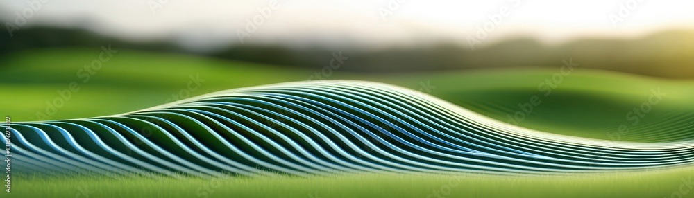 Obraz premium Dynamic green waves lush landscape abstract photography serene environment aerial view nature's flow