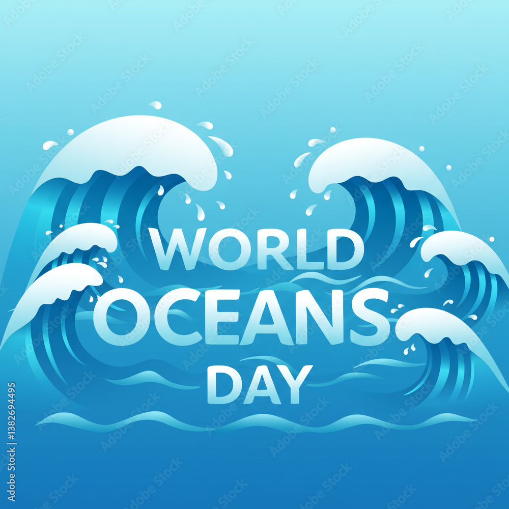Stylized Ocean Waves and Foam for World Oceans Day Stylized Ocean Waves and Foam for World Oceans Day