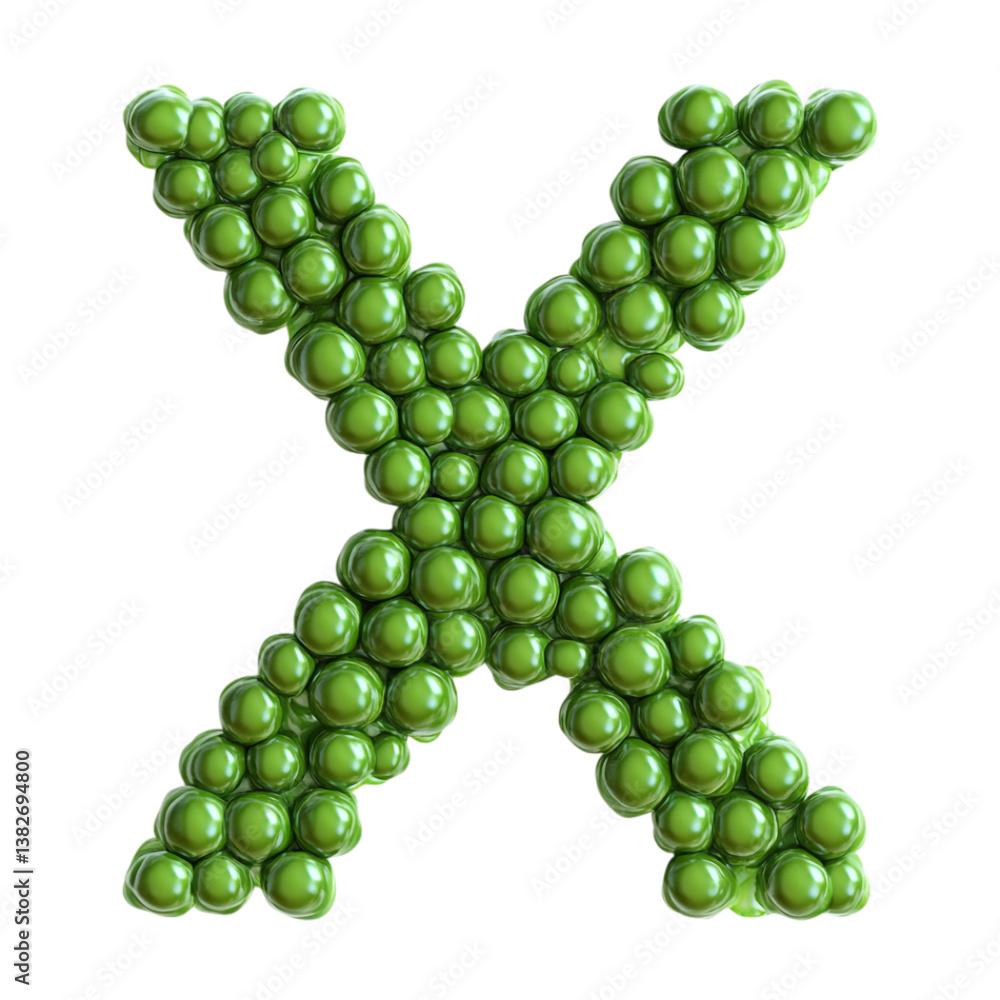 Transparent or PNG Image of 3D Rendering of a alphabet X Made From Green Peas Transparent or PNG Image of 3D Rendering of a alphabet X Made From Green Peas