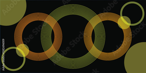 abstract black  background with glowing lines circles