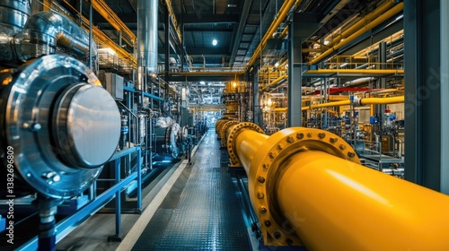 Industrial pipes transporting CO2 for underground storage as part of a carbon sequestration process, showcasing the critical role of pipelines in climate action and environmental sustainability