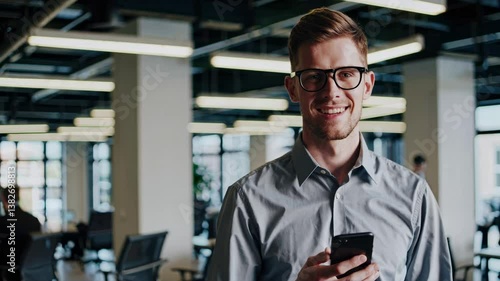 The Smiling Businessman with Smartphone