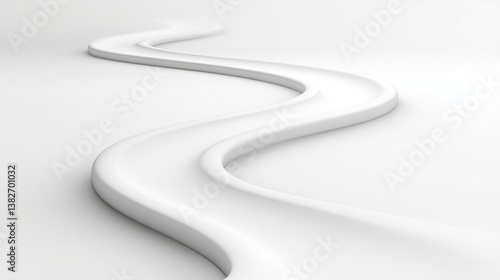 Curved minimalist white road or path on clean abstract background