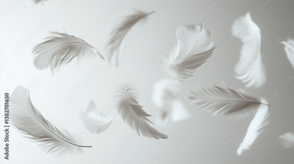 Fototapeta premium Feather on Textured Light Background