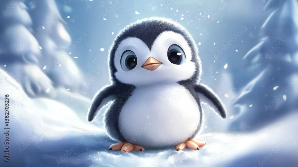 Fototapeta premium A close-up view capturing the essence of a baby penguin.