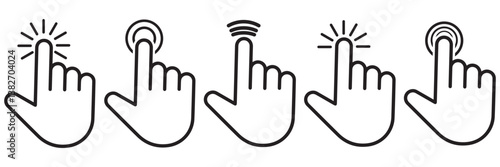 Hand click icon set illustration. pointer sign and 
 hand symbol of vector illustration 