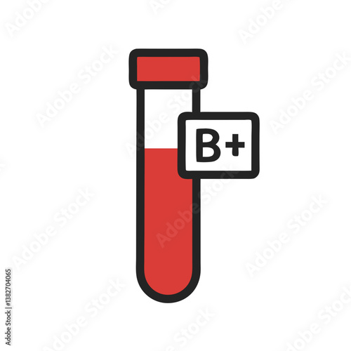 Blood Type Test Tube Icon with B+ Label  