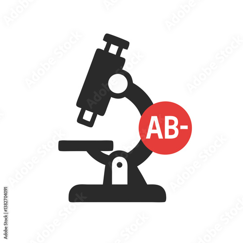 Blood Group AB- Icon with Microscope Symbol  