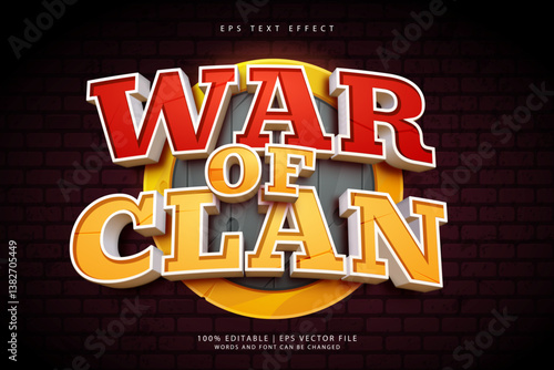 War of Clan Game Comic Cartoon 3D Editable text Effect Style