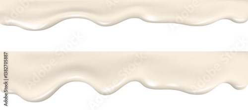Yogurt wave realistic 3d texture, dripping cream.