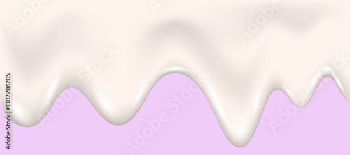 Yogurt, cream, glaze, liquid or paint wave realistic 3d texture.