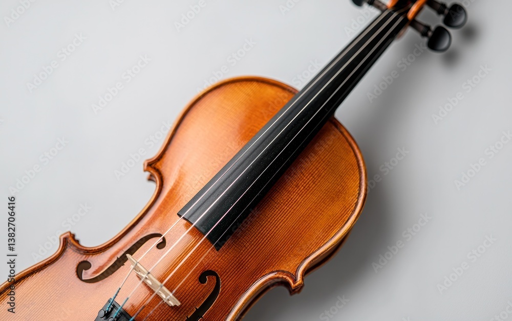 Fototapeta premium Amber Violin on Gray Background