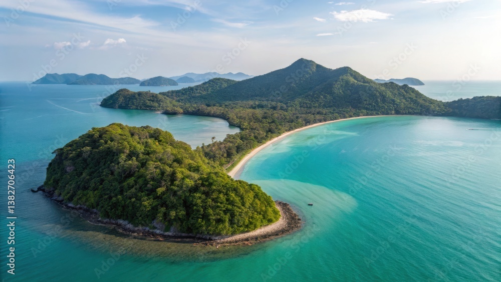 Koh Chang Beach Island Satun Thailand Aerial view of lush green islands surrounded by turquoise waters under a clear sky. Koh Chang Beach Island Satun Thailand Aerial view of lush green islands surrounded by turquoise waters under a clear sky.