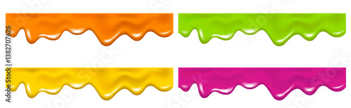 Pink, green, yellow, orange drip cream drops, jelly.