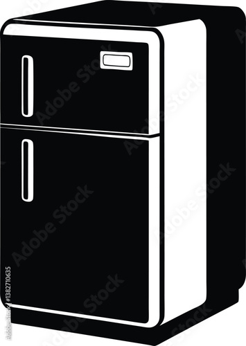 refrigerator black and white silhouette vector design