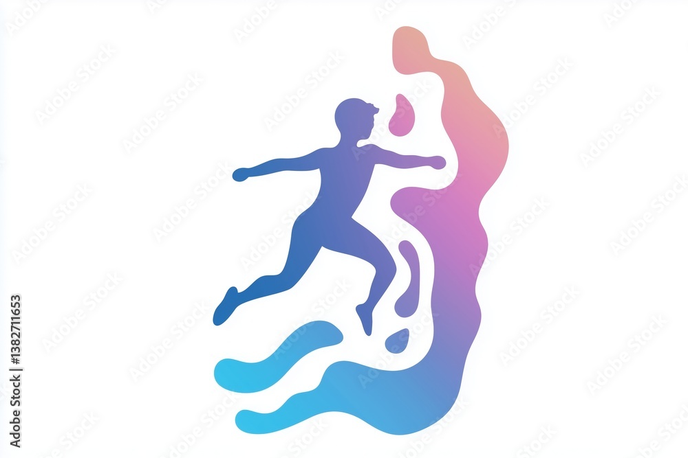 Silhouette of a child running with dynamic abstract colorful trail behind Silhouette of a child running with dynamic abstract colorful trail behind