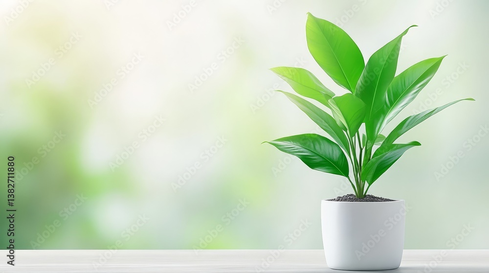 Serene tabletop greenery, potted plant enhances the tranquil ambiance of room Serene tabletop greenery, potted plant enhances the tranquil ambiance of room