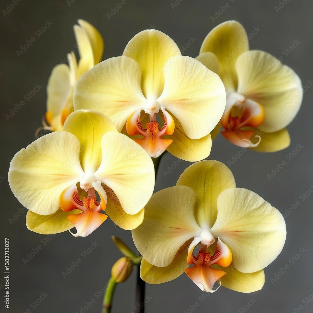 Elegant yellow orchids in bloom against a dark background for a sophisticated look
Elegant yellow orchids in bloom against a dark background for a sophisticated look