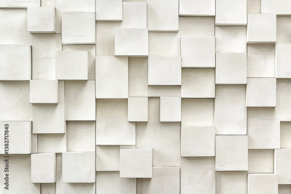 A minimalist geometric pattern of white squares with a 3d layered effect and crisp shadows in a monochromatic design A minimalist geometric pattern of white squares with a 3d layered effect and crisp shadows in a monochromatic design