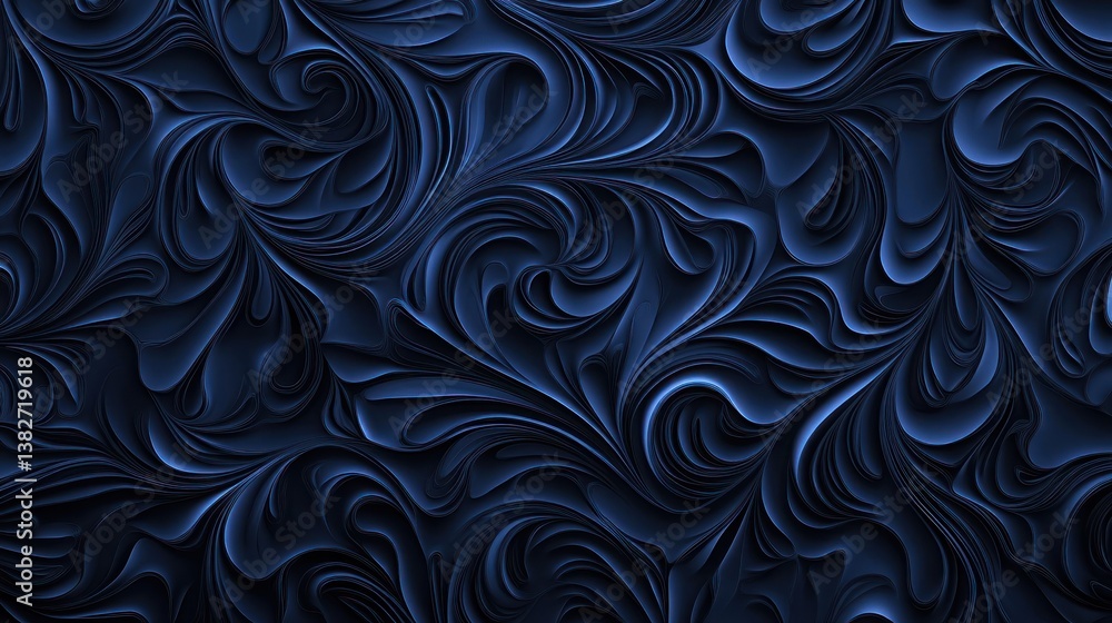 Dark Blue Fractal Swirls Dark Blue Fractal Swirls