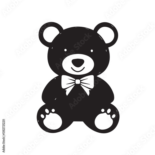 image of a toy teddy bear, graphics, vector, black white
