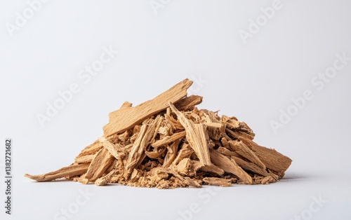 Wallpaper Mural Light Brown Wood Chips Pile on White Background Torontodigital.ca