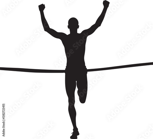 Runner Victory Silhouette | Marathon Winner, Sports Competition Vector Design"