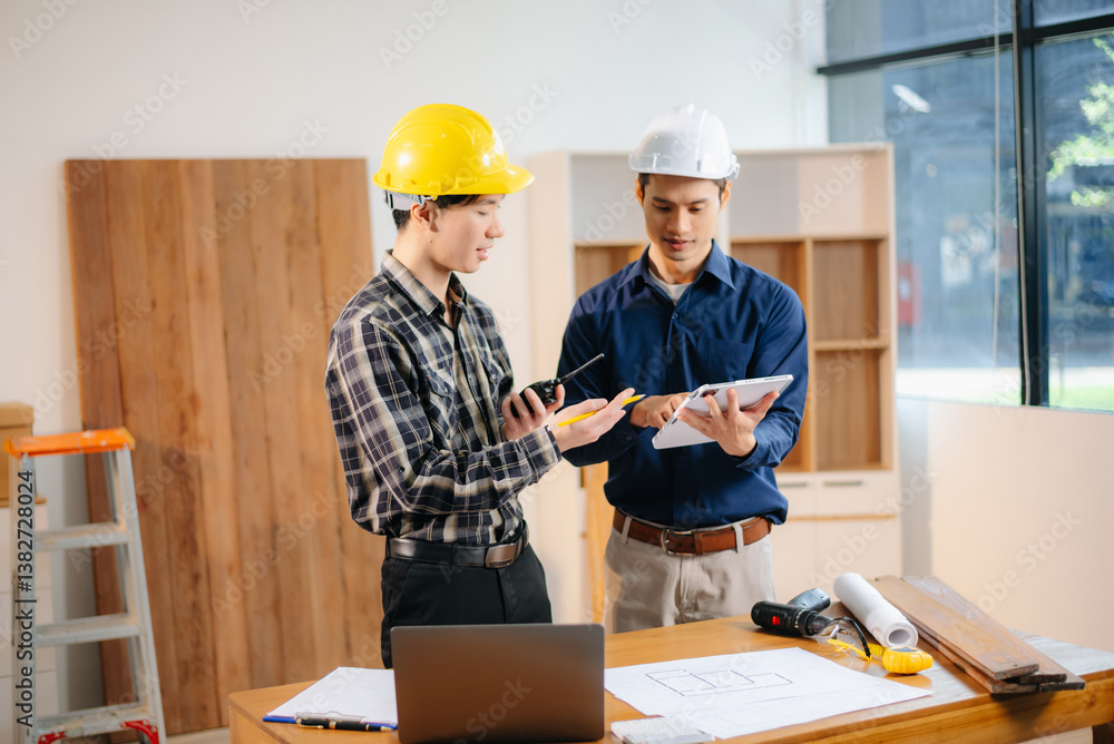 Architects and engineers collaborate on a building model, designing, planning, and measuring with teamwork, precision Architects and engineers collaborate on a building model, designing, planning, and measuring with teamwork, precision