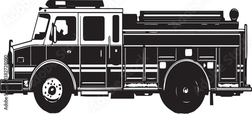 fire truck picture, black and white, white background, vector, graphics
