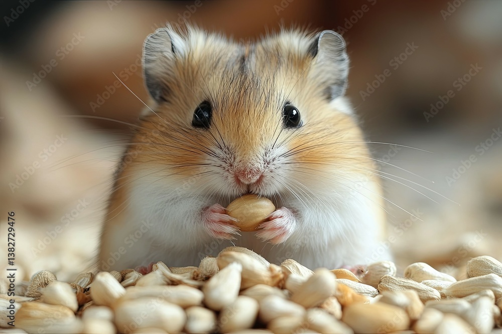 An adorable hamster holding a nut ready to enjoy a tasty snack An adorable hamster holding a nut ready to enjoy a tasty snack