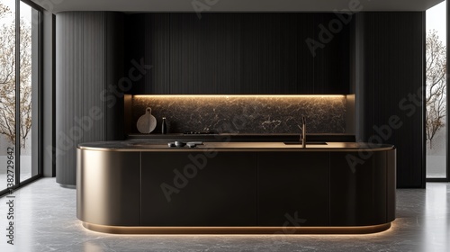 Modern Luxury Kitchen Design: Black and Gold Elegance