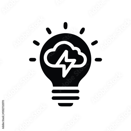 Innovative Idea Concept: Lightbulb with Lightning and Cloud