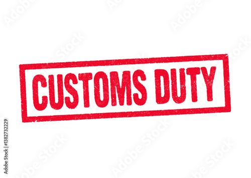Vector illustration of the Customs duty in red ink stamp